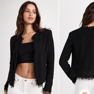 IRO Shavani Black Boucle Fringe Lightweight Jacket Size 42 (Size 10)